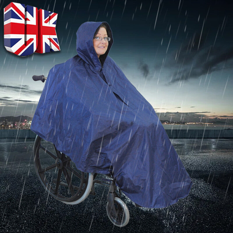 Wheelchair Waterproof Poncho Rain Cover With Hood Disability Aid Rain Coat