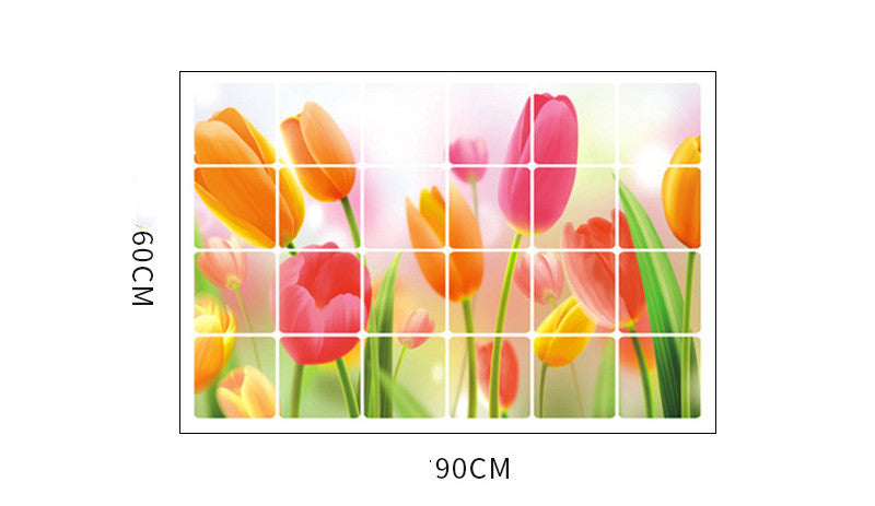 Tulip Flower Kitchen Stove Tile Glass Background Decoration Removable Wall Sticker