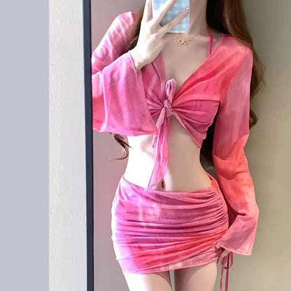 Women's Seaside Vacation Bikini Swimsuit Four-piece Set