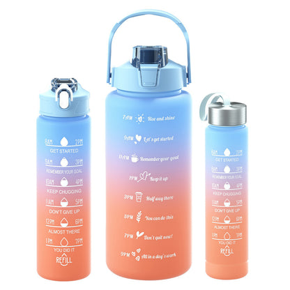 Large Capacity Cup With Straw Sports Outdoor Gradient Frosted TRITAN Cup Three-piece Set