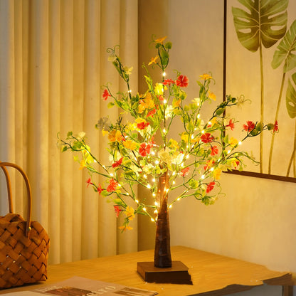 Green Leaf LED Tree Lamp Bedroom Room Decor Table Lamp