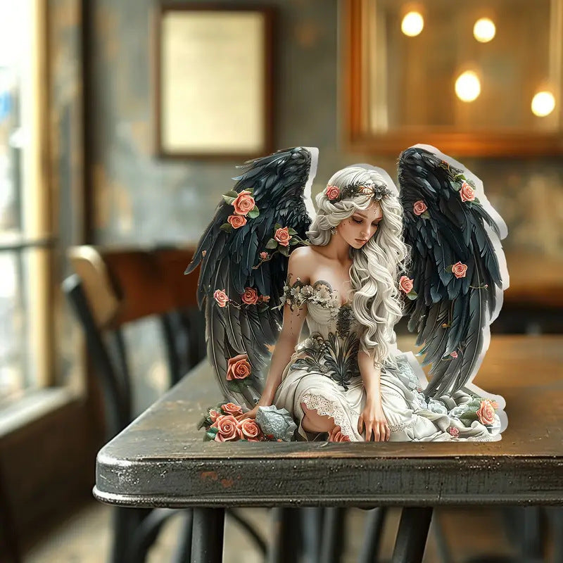 Guardian Angel Statue Acrylic Desktop Decoration With Base Decoration Office Holiday Decoration