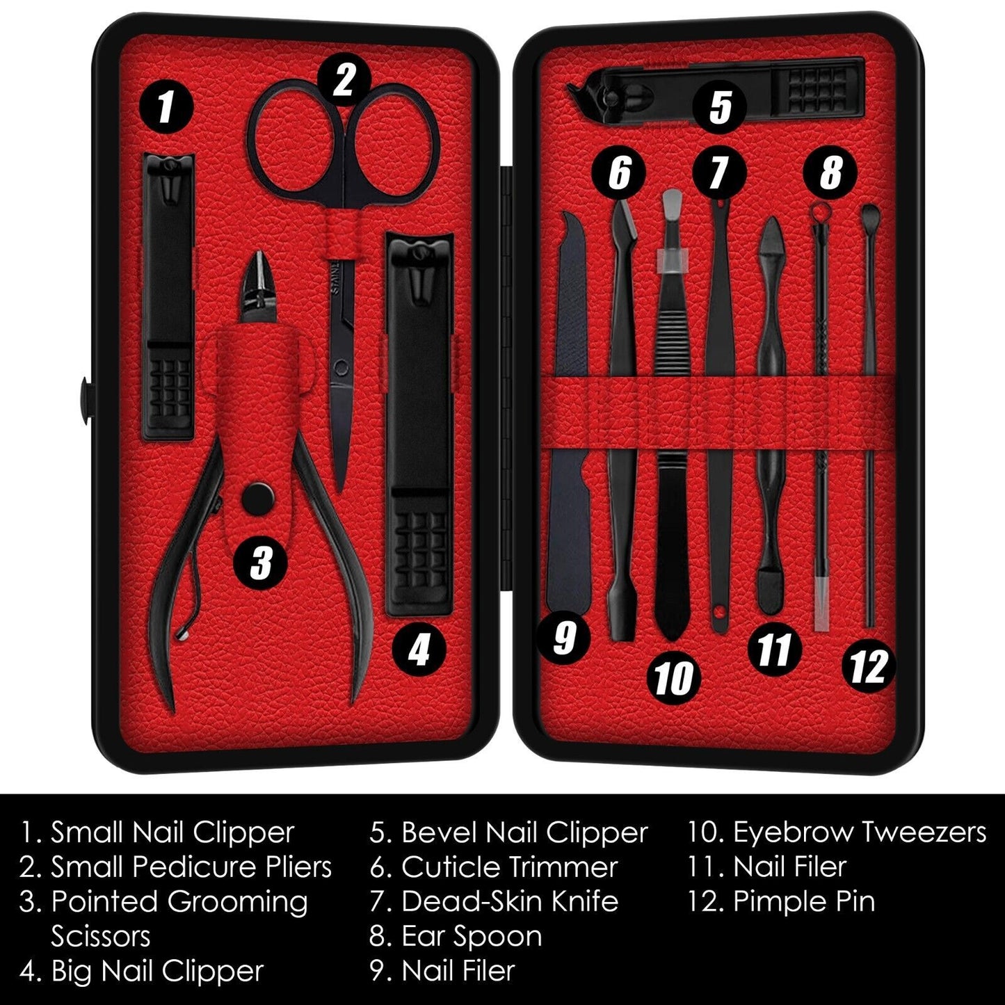 12 Pieces Manicure Pedicure Nail Care Set Cutter Clippers Tool Kit For Women Men