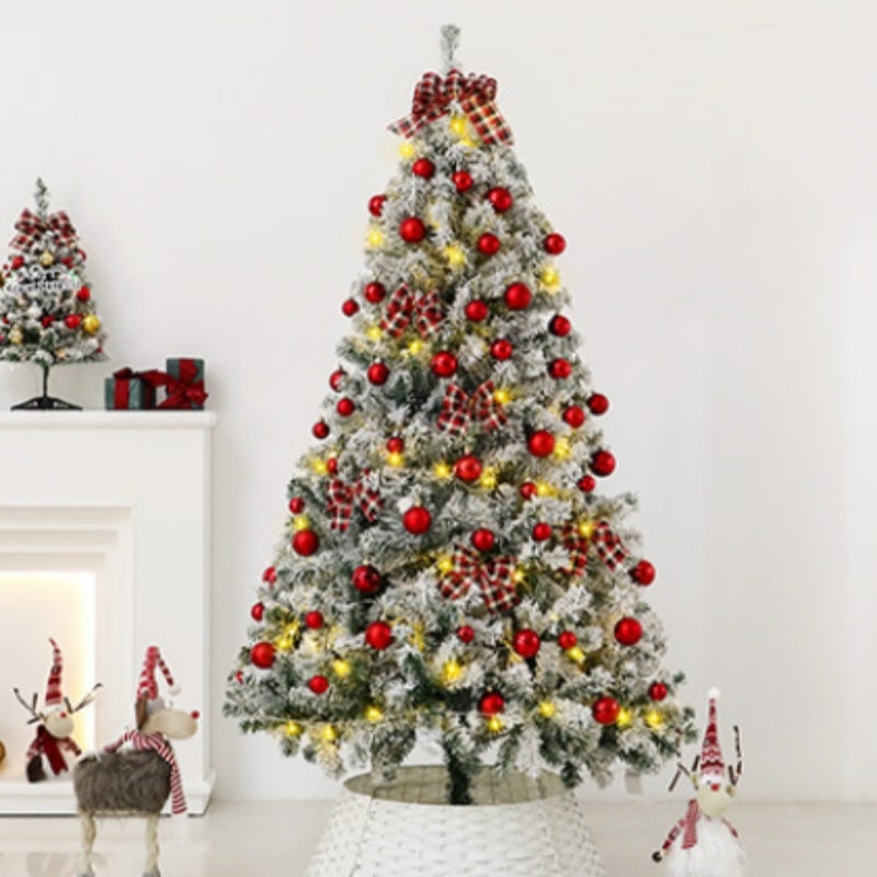 Prelit Snow-Flocked Artificial Pine Christmas Tree, Full Xmas Tree With 250 Lights, 8 Lighting Modes, 1Foldable Base For Home And Party Decor With Remote Control