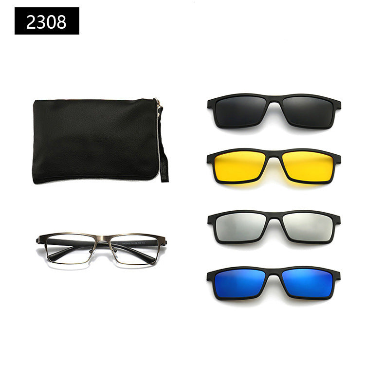 Magnetic Set Of Glasses Polarized Sunglasses Get Glasses Bag Free