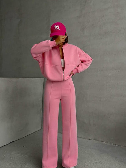 Women's European And American Leisure Cardigan Pants Two-piece Set