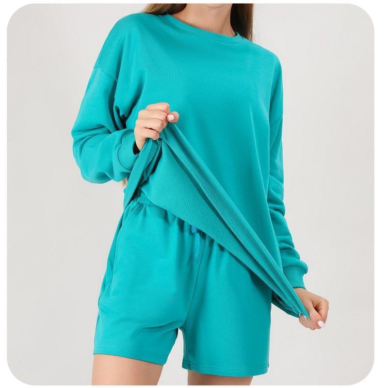 Home Leisure Sports Long Sleeve Cropped Pants Two-piece Set