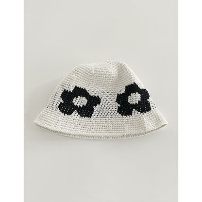 Japanese-style Retro Hollow Flower Handmade Knitted Bucket Hat Women