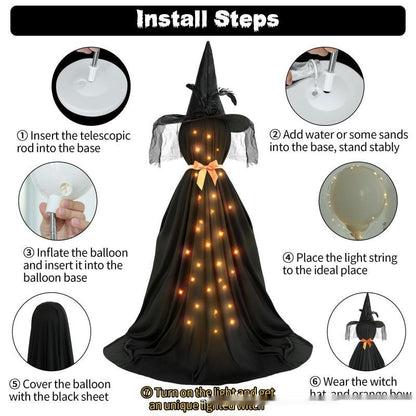 LED Luminous Black Ghost With Bowknot Decoration