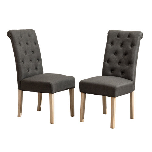 Habit Solid Wood Tufted Parsons Dining Chair, Set Of 2, Charcoal