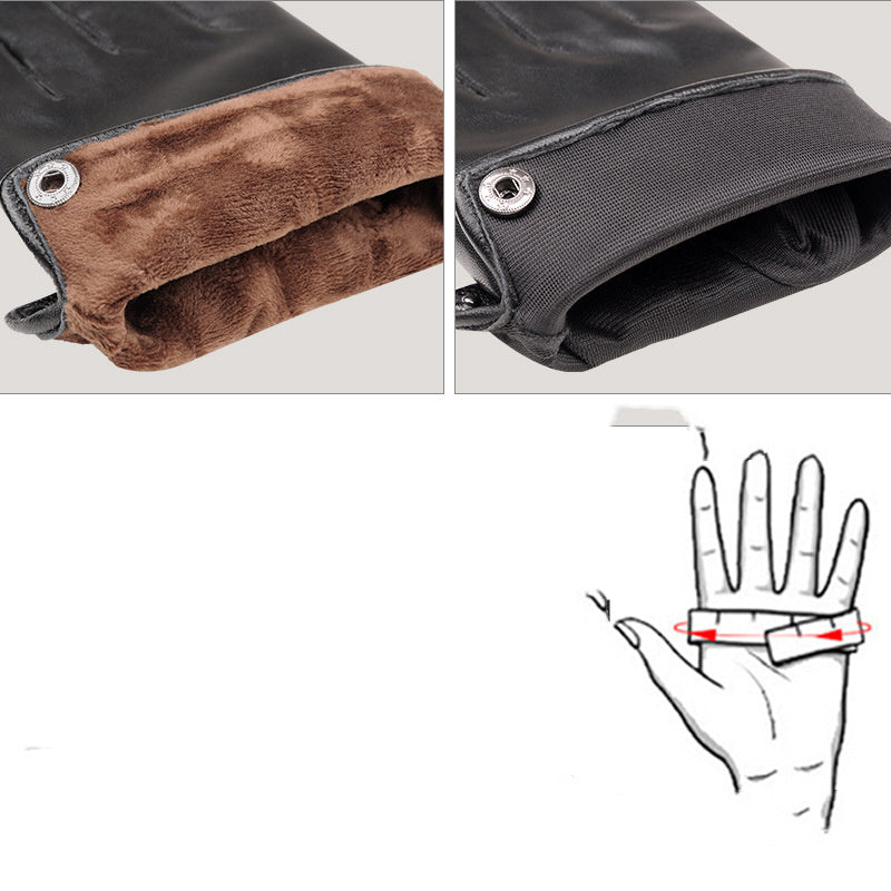 Leather Gloves Men's Winter Touch Screen Sheepskin