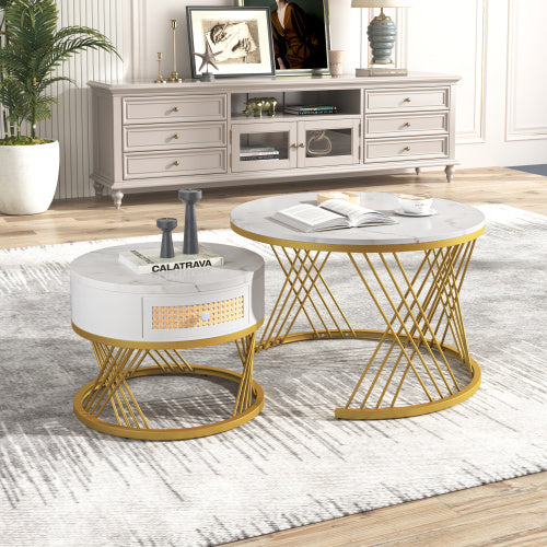 Fibreboard Metal Round Coffee Table