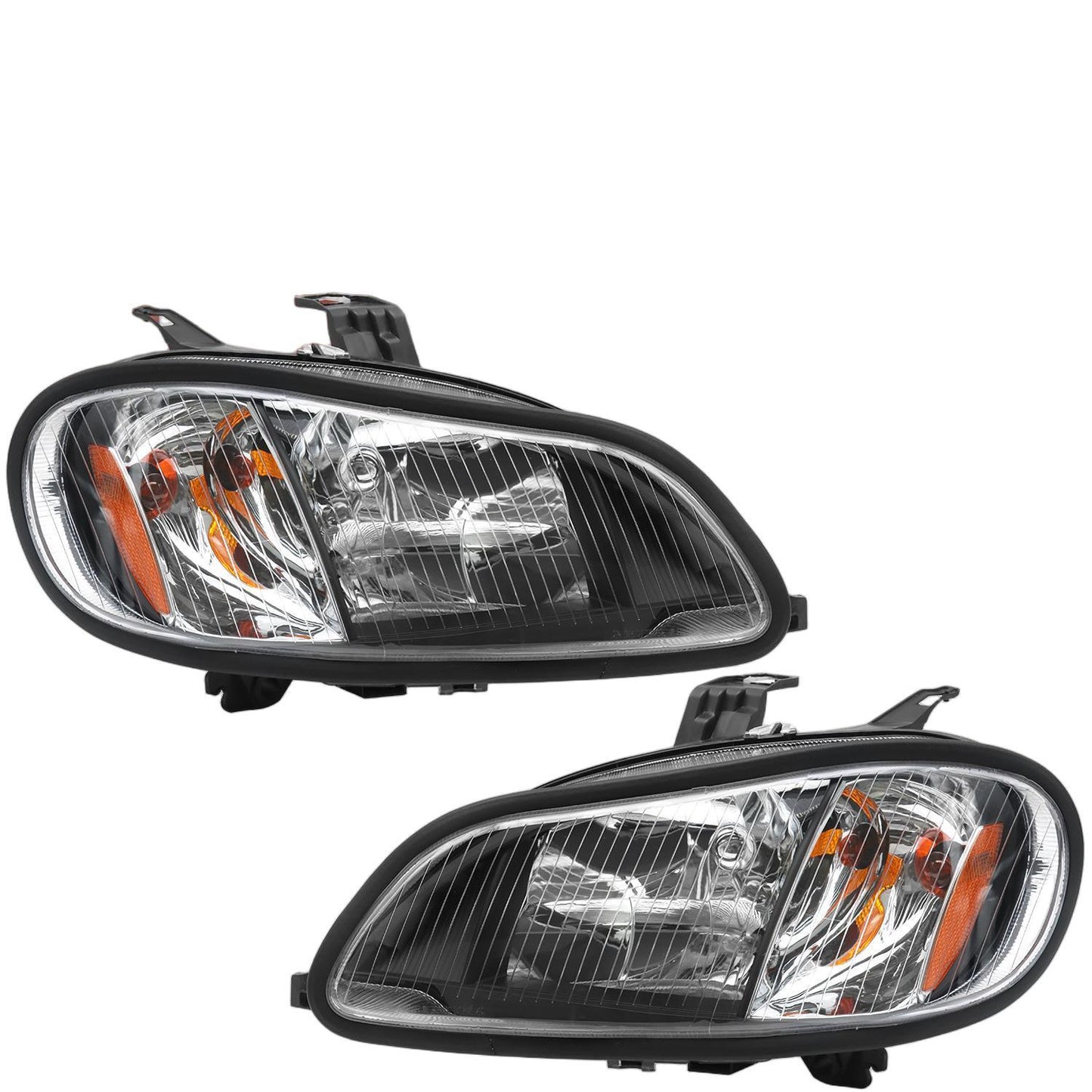 2004-2013 Freightliner M2 Headlights, Set-2 Pieces, White-black
